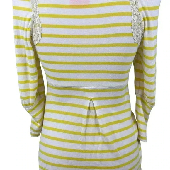 Free People yellow and white striped shirt with lace trim size small - Picture 5 of 10